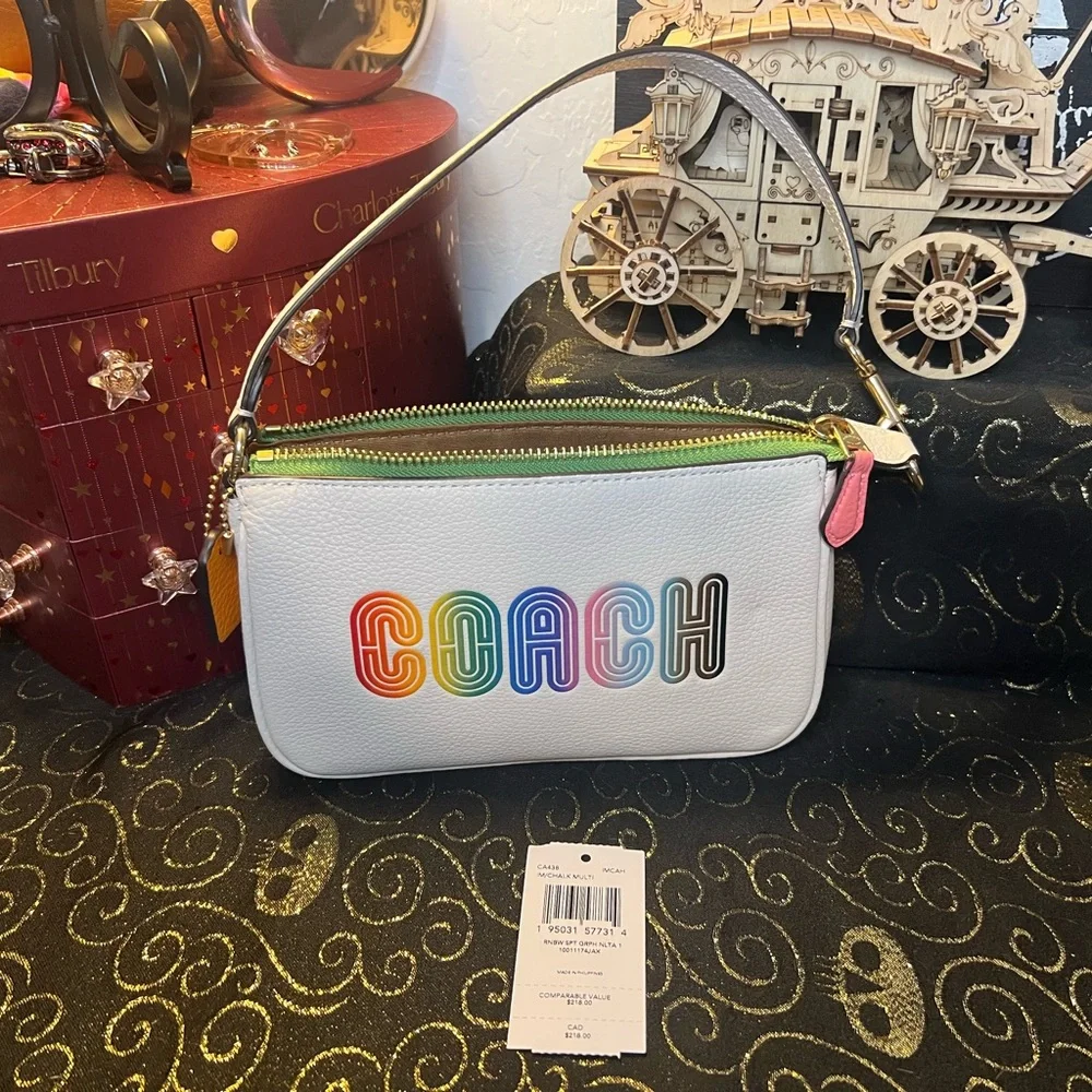 Coach White Color Block Nolita Shoulder Bag with Rainbow Pride Logo